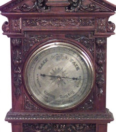 English Victorian Walnut Wall Barometer