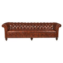 English Victorian Warm Brown Leather Tufted Chesterfield Sofa English Victorian Warm Brown Leather Tufted Chesterfield Sofa
