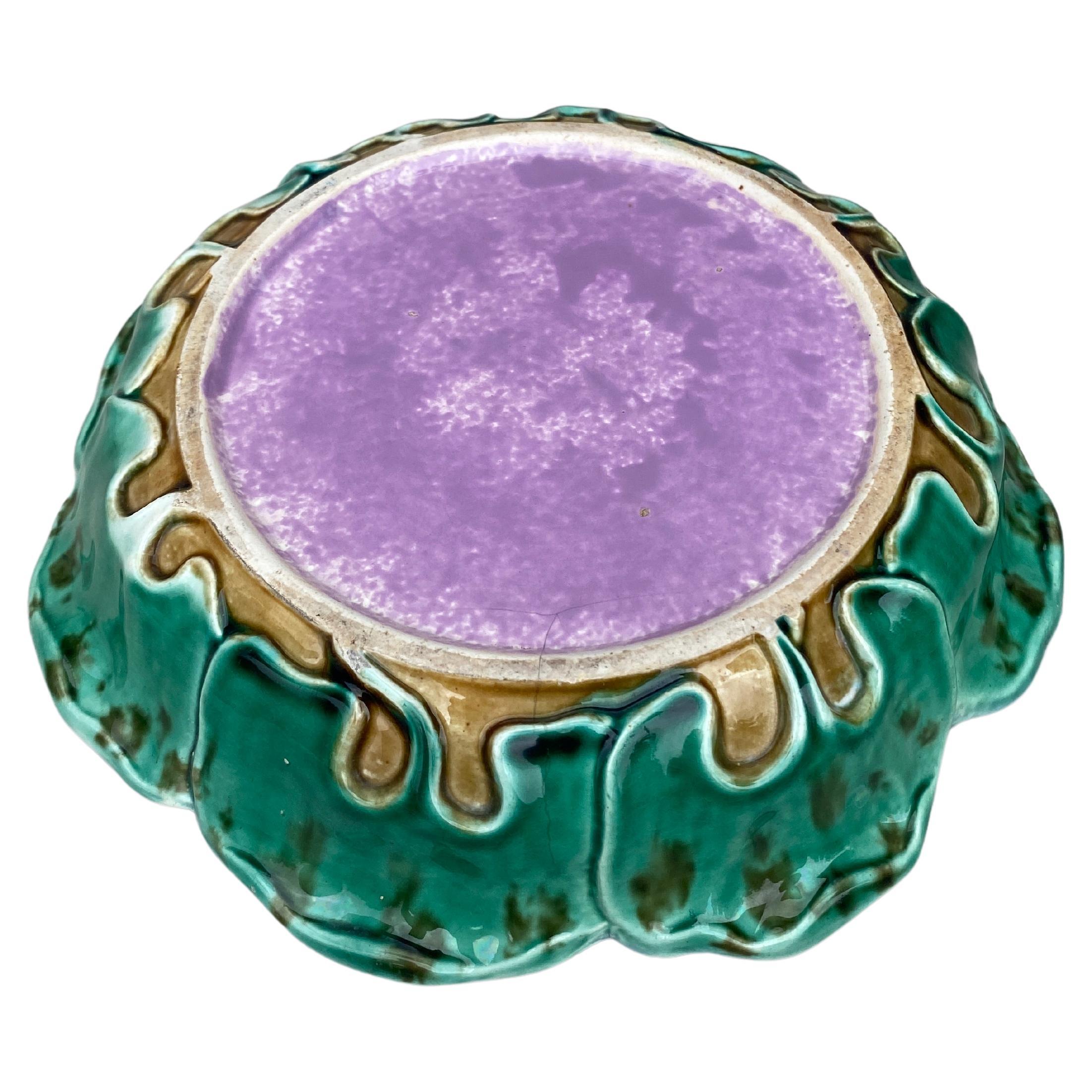 English Victorian Majolica Water Lily Jardinière, circa 1880 For Sale 6