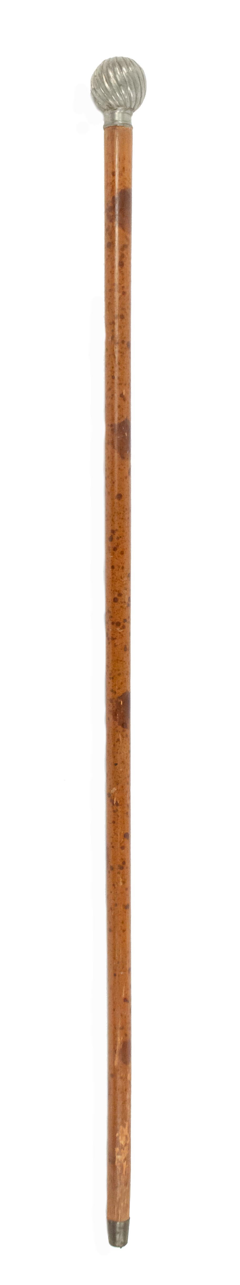 19th Century English Victorian Wood and Pewter Cane For Sale