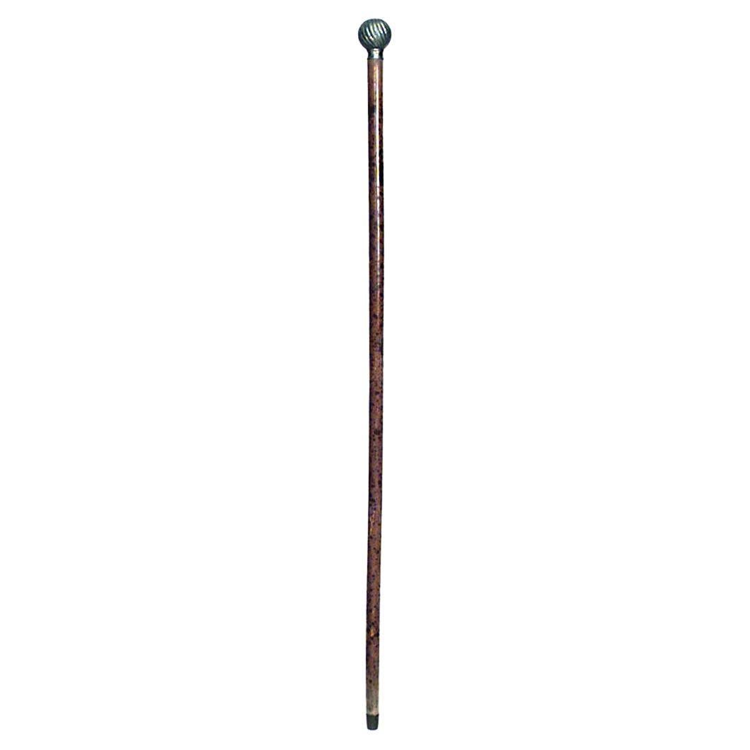 English Victorian Wood and Pewter Cane For Sale