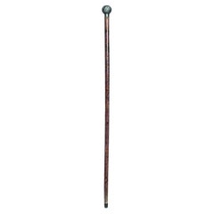 Antique English Victorian Wood and Pewter Cane