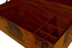 English Victorian Wooden Box with Horses