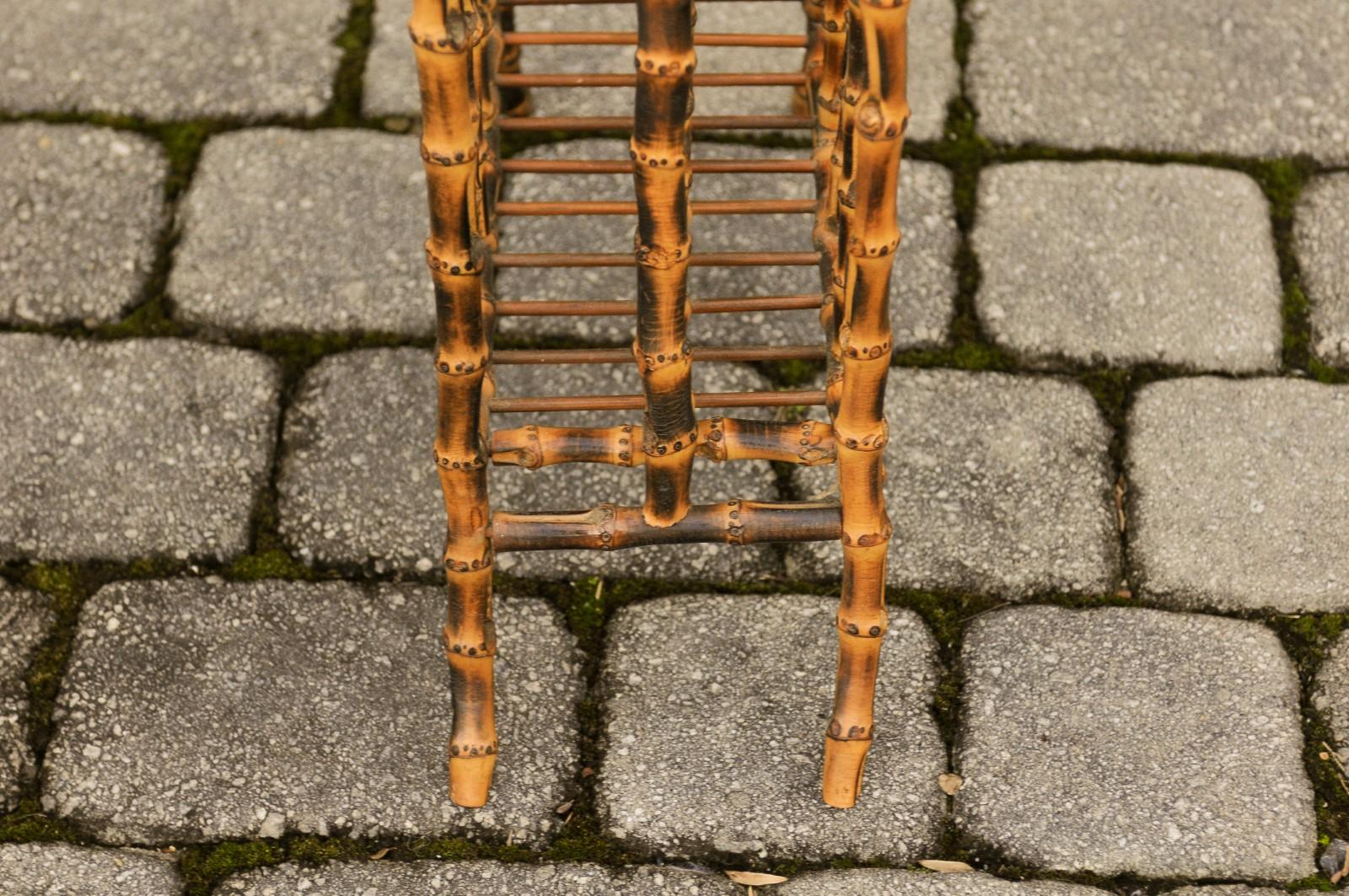 English Vintage 1950s Mottled Bamboo Magazine Rack with Chinoiserie Inspiration 8