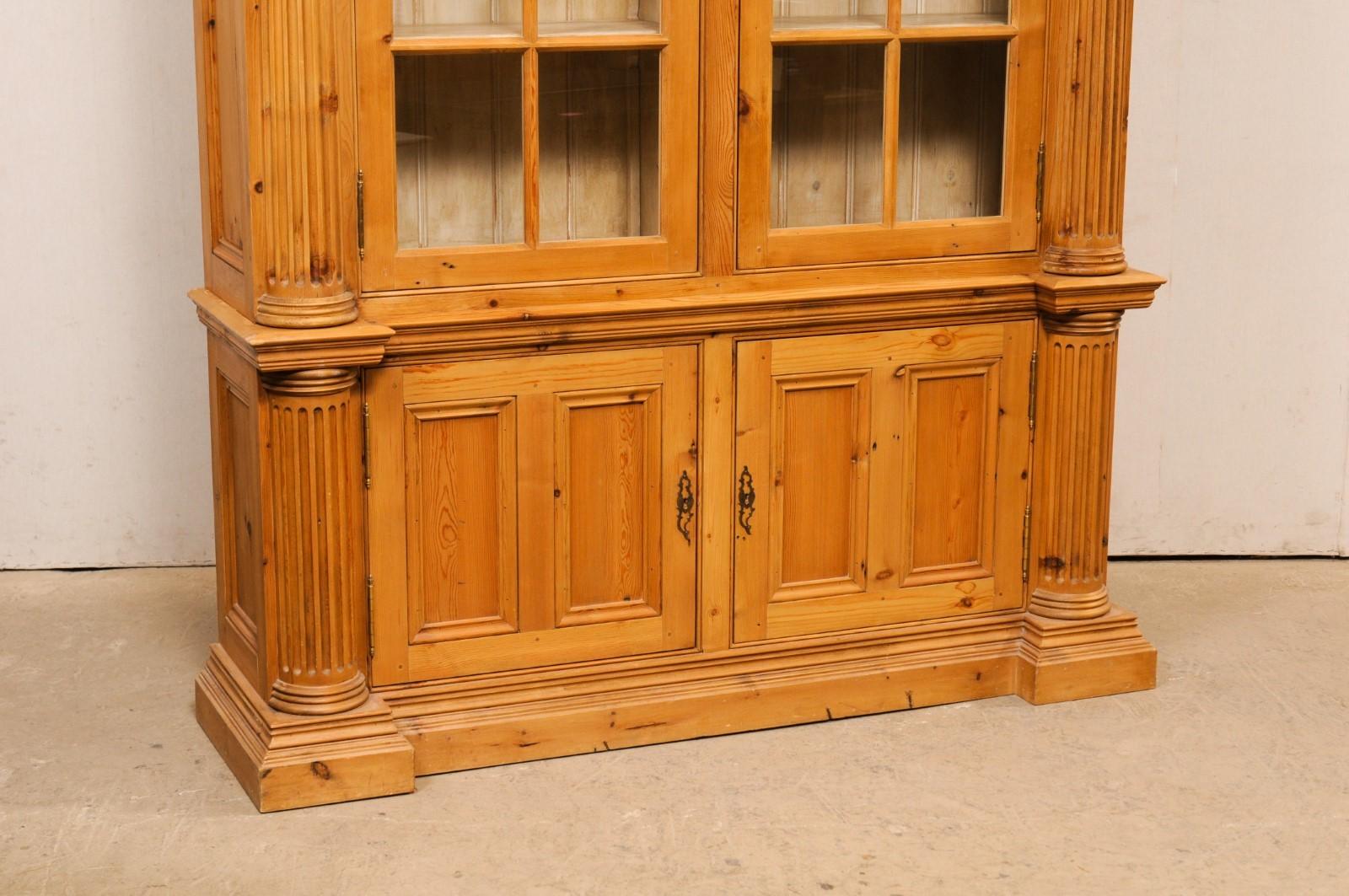 English Vintage Display & Storage Cabinet w/Carved Iconic Columns In Good Condition For Sale In Atlanta, GA