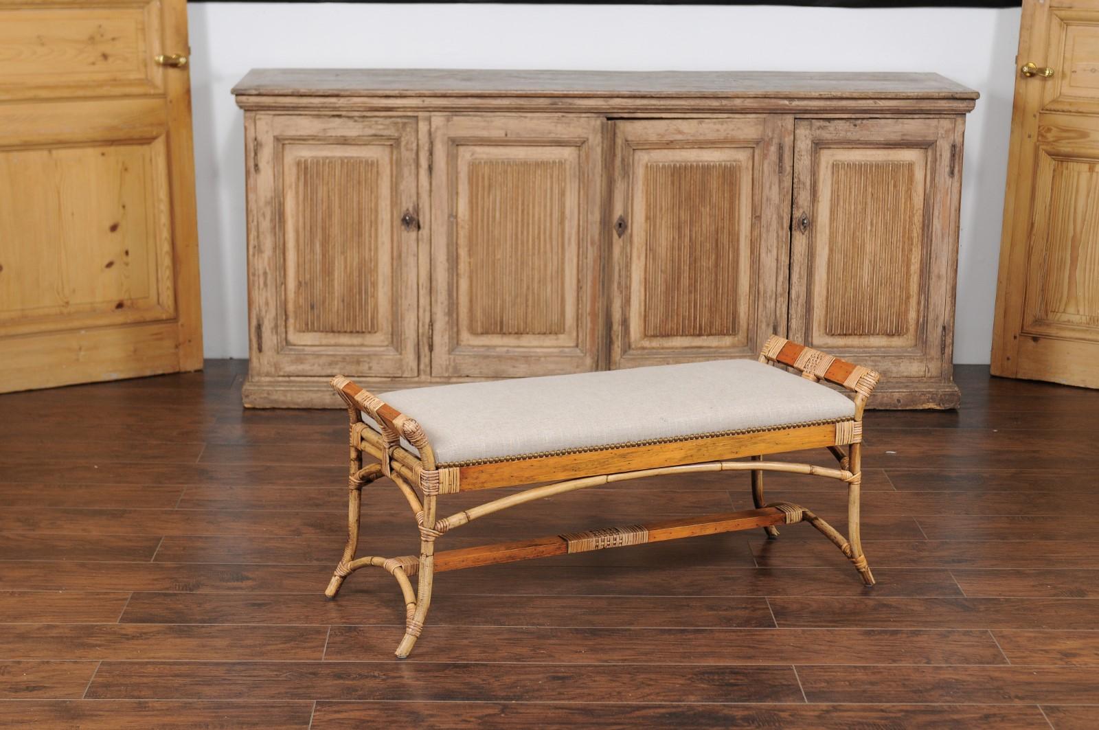 vintage bamboo bench