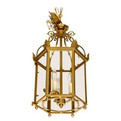 English Vintage Brass Hexagonal Lantern