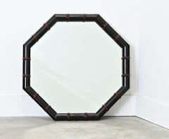 English Vintage Faux Bamboo Octagonal Mirror