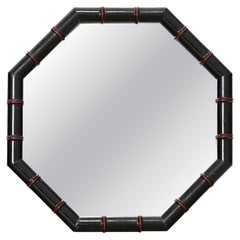 English Vintage Faux Bamboo Octagonal Mirror