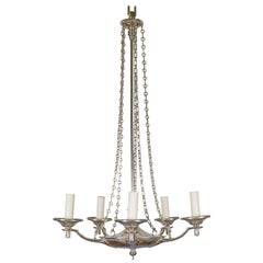 English Vintage Five-Light Nickel Chandelier with Profiled Links, circa 1970