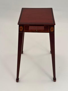 English Vintage Mahogany & Satinwood Stand End Table with Candle Slide