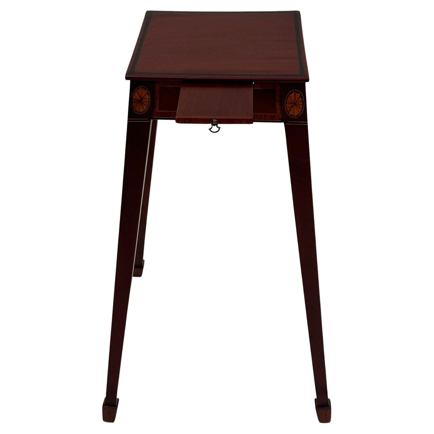 English Vintage Mahogany & Satinwood Stand End Table with Candle Slide For Sale