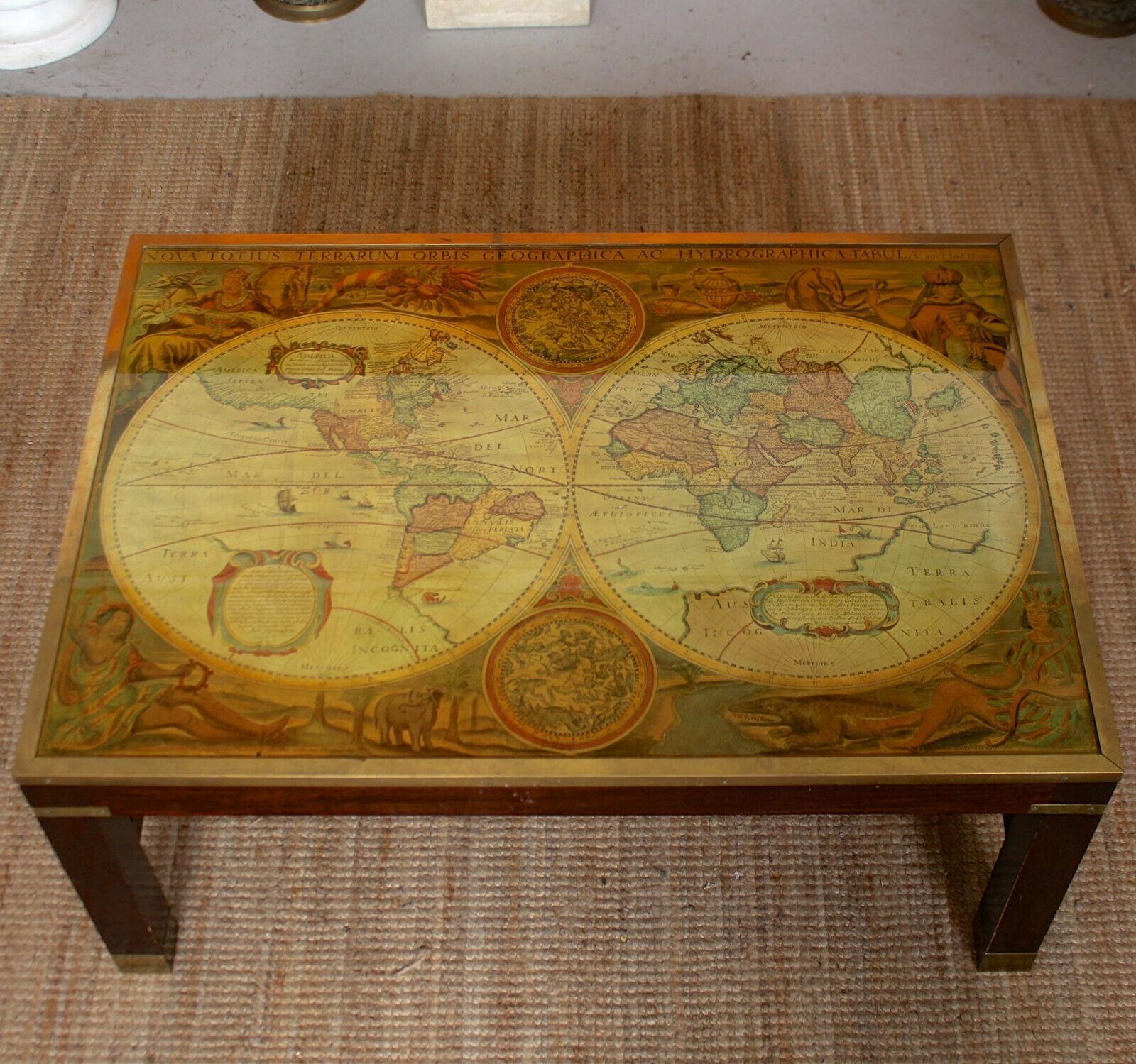 vintage world map coffee table