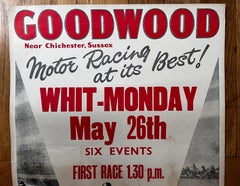 English Vintage Racing Poster: Goodwood Whit-Monday Motor Racing, c. 1958