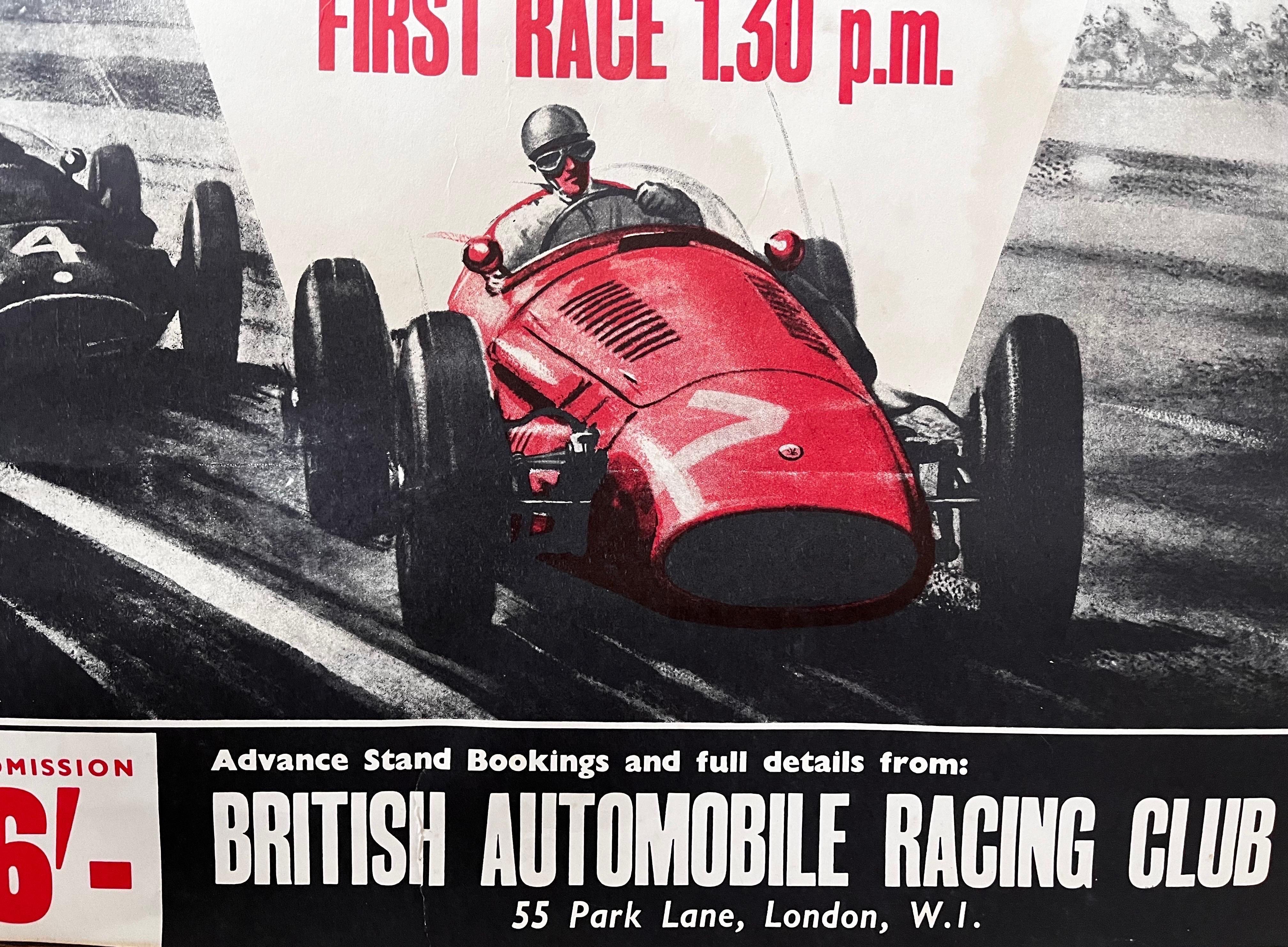 Mid-Century Modern Affiche de course vintage anglaise : Goodwood Whit-Monday Motor Racing, vers 1958 en vente