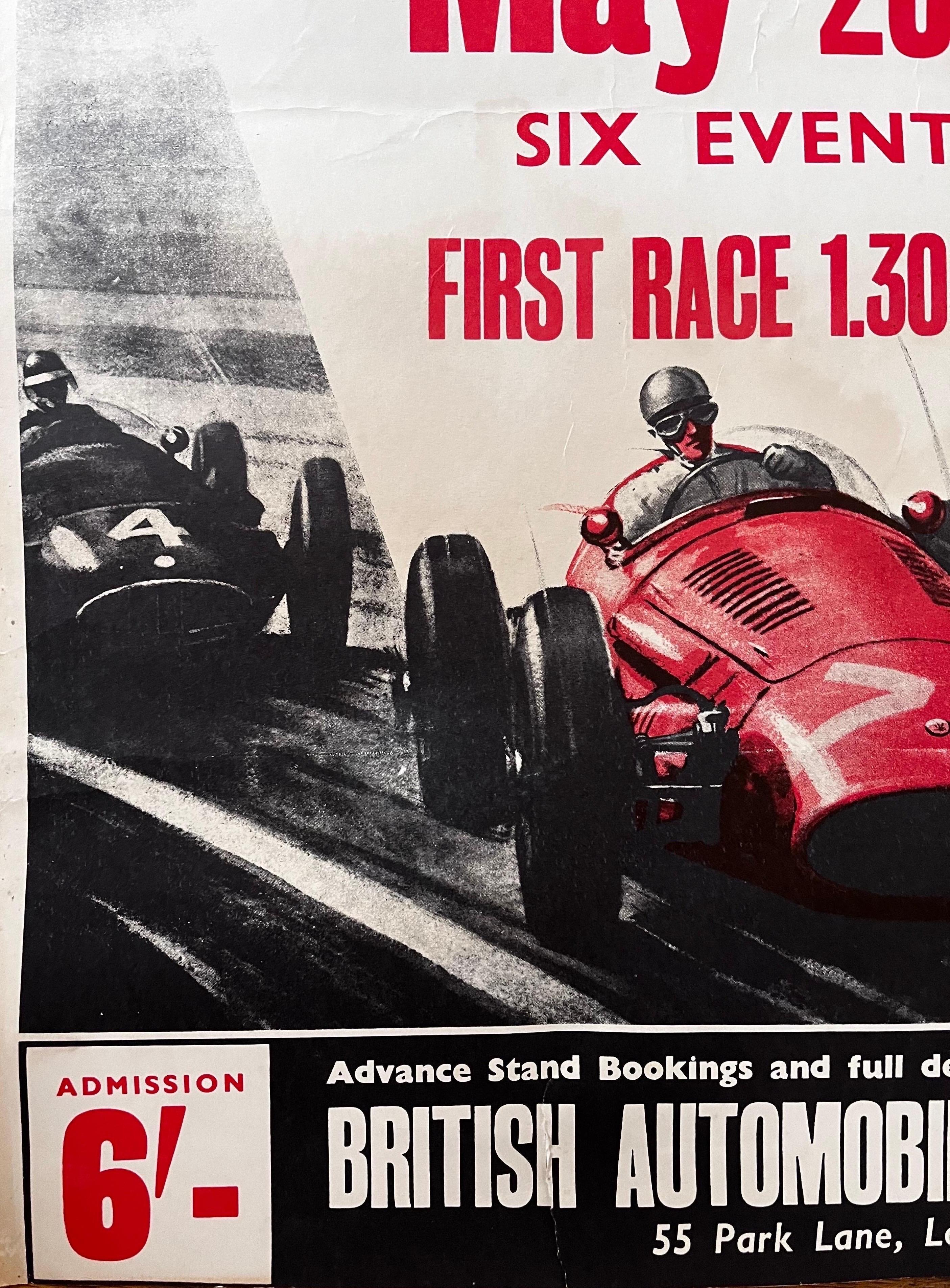 Anglais Affiche de course vintage anglaise : Goodwood Whit-Monday Motor Racing, vers 1958 en vente