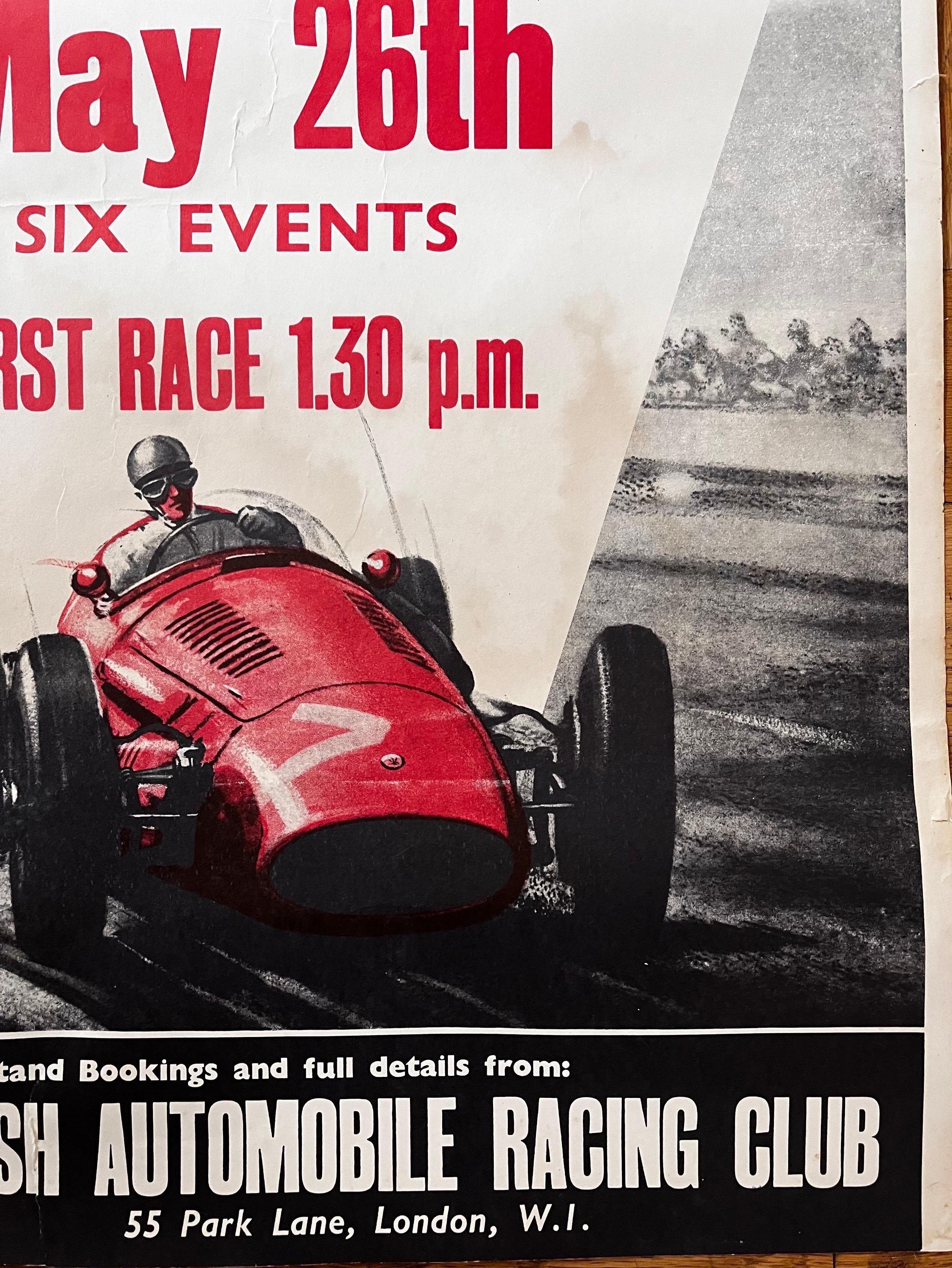 Affiche de course vintage anglaise : Goodwood Whit-Monday Motor Racing, vers 1958 Bon état - En vente à Philadelphia, PA