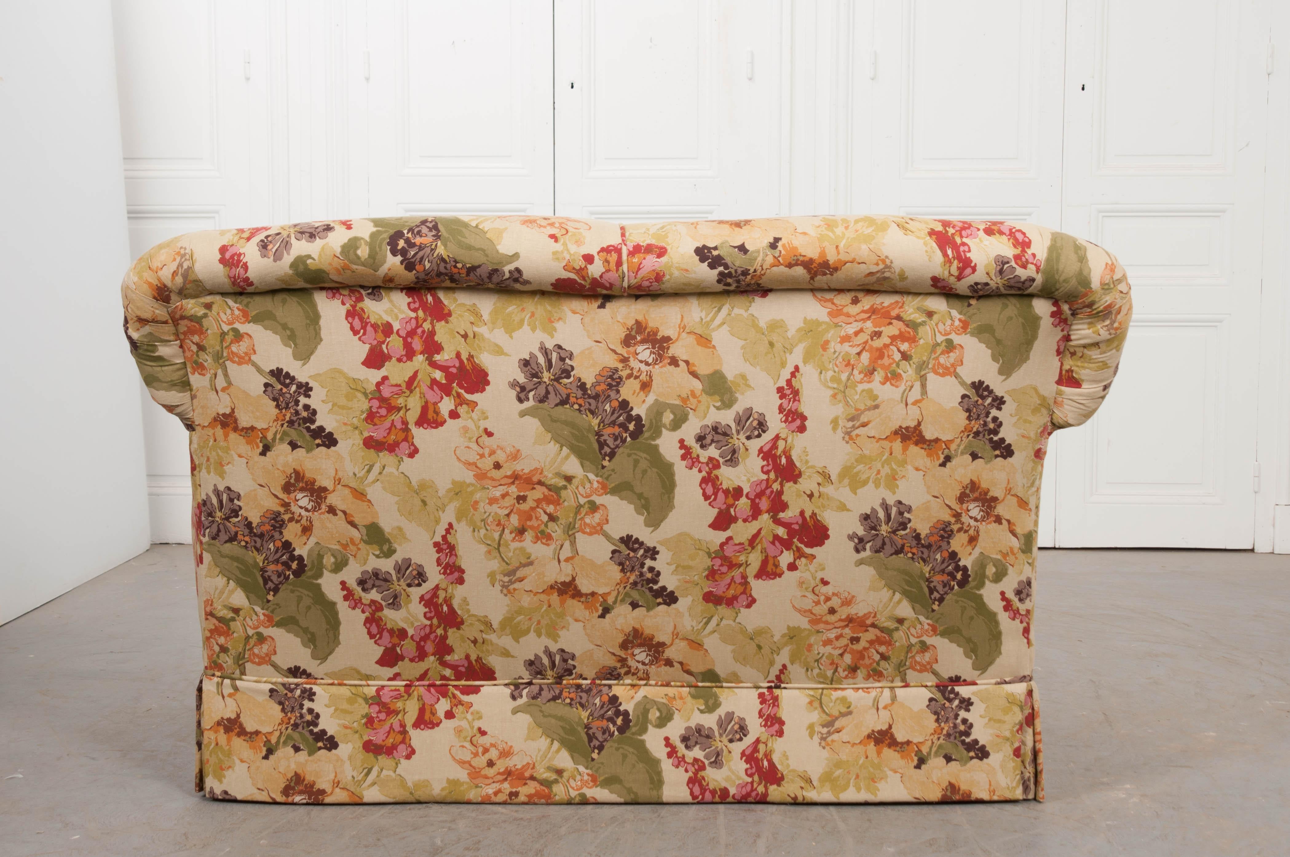 Fabric English Vintage Settee Loveseat For Sale