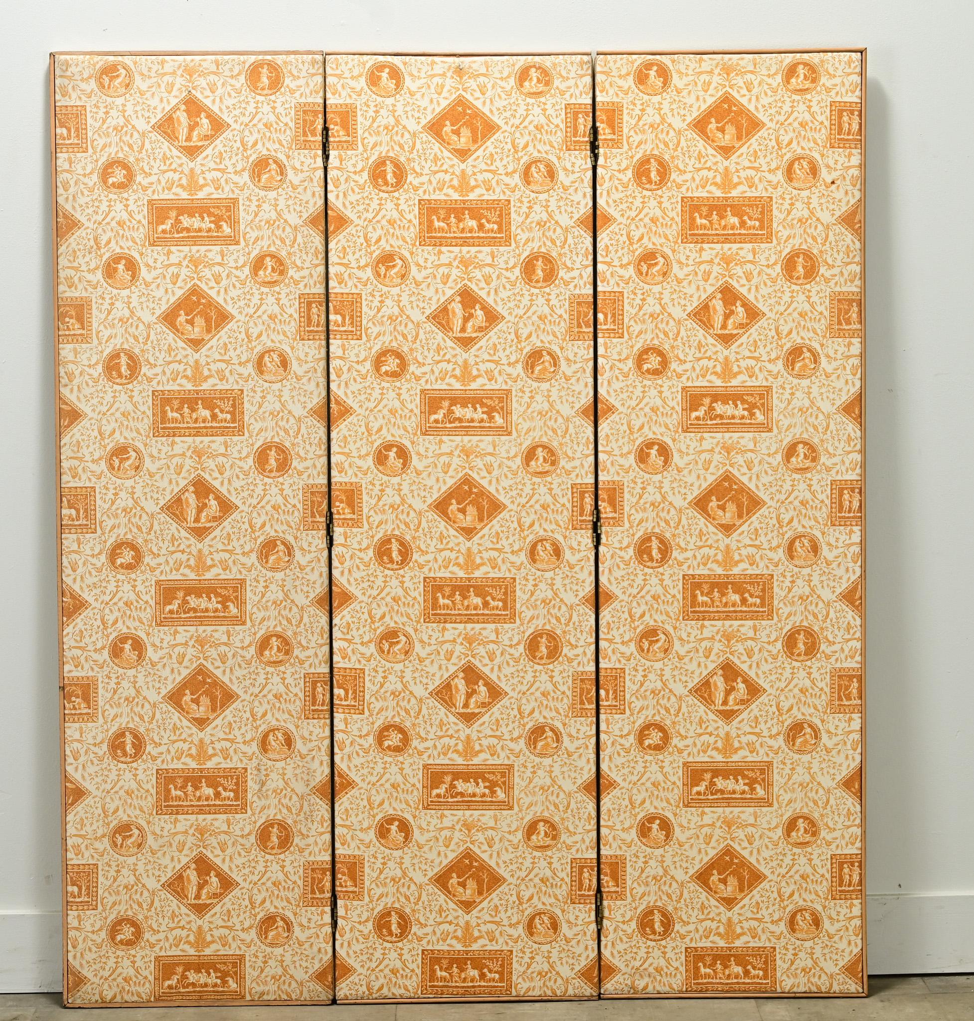 English Vintage Upholstered Screen For Sale 7