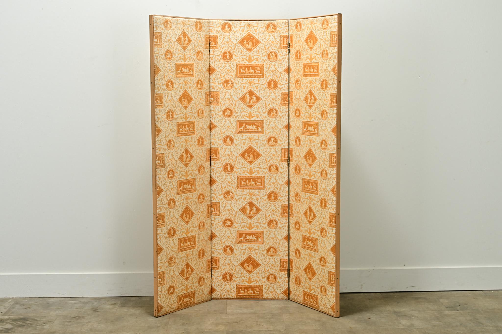 English Vintage Upholstered Screen For Sale 9