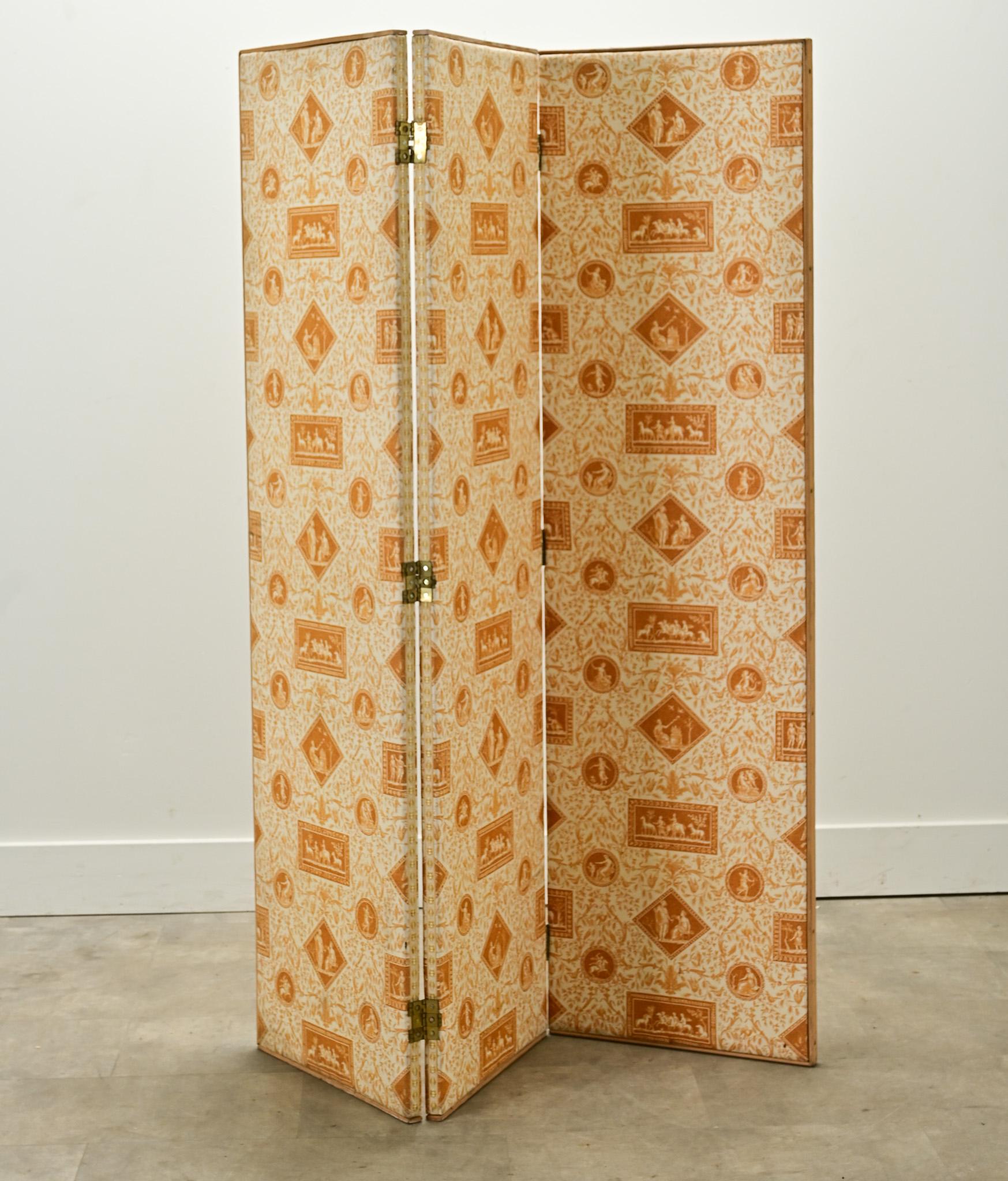 English Vintage Upholstered Screen For Sale 3