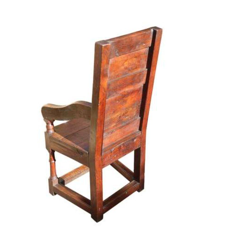 English Wainscot armchair, moulded and oak panelled circa 1860 6