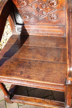 English Wainscot armchair, moulded and oak panelled circa 1860