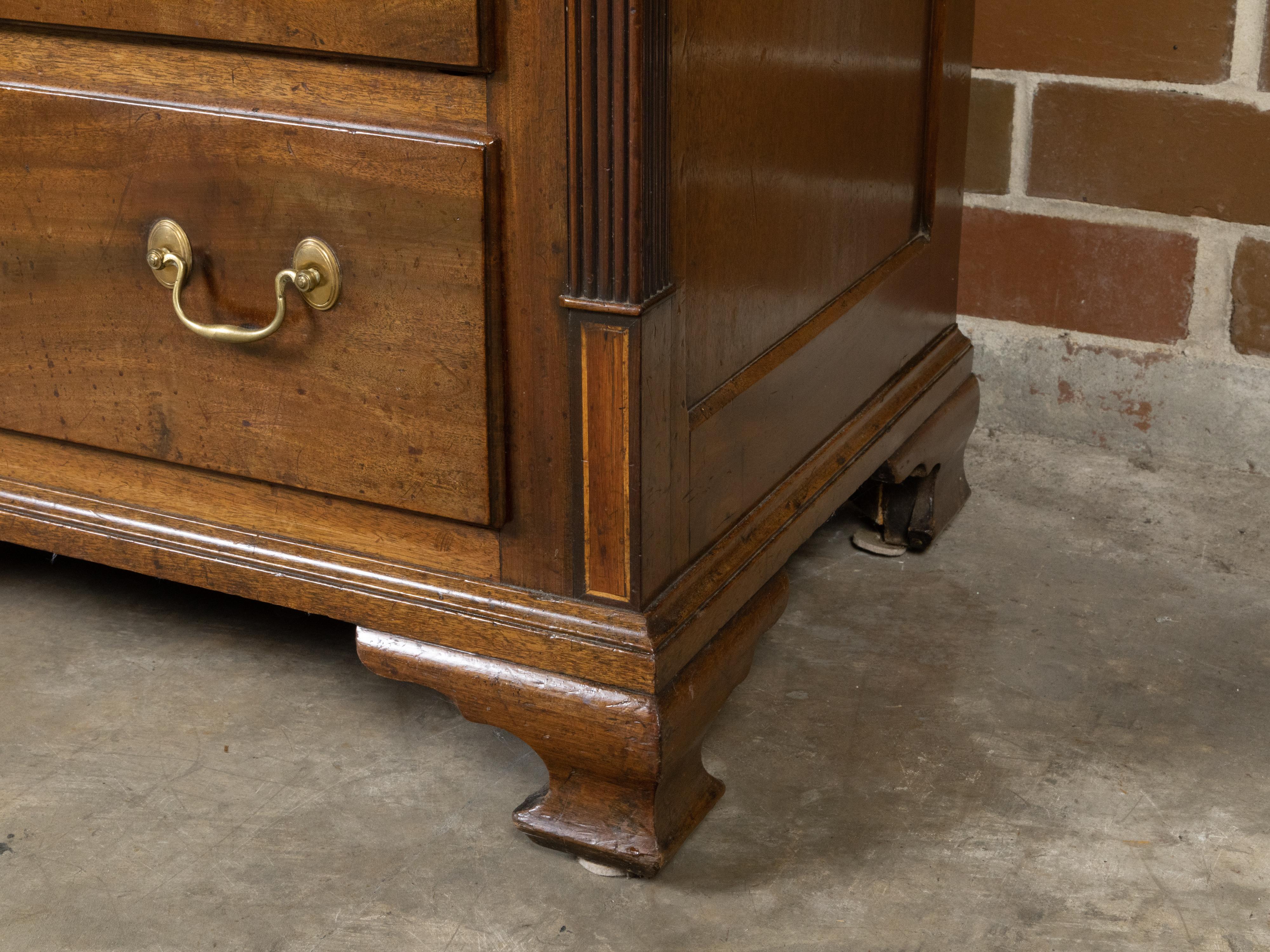 English Walnut 19th Century Flip Top Sideboard with Drawers and Brass Hardware For Sale 11
