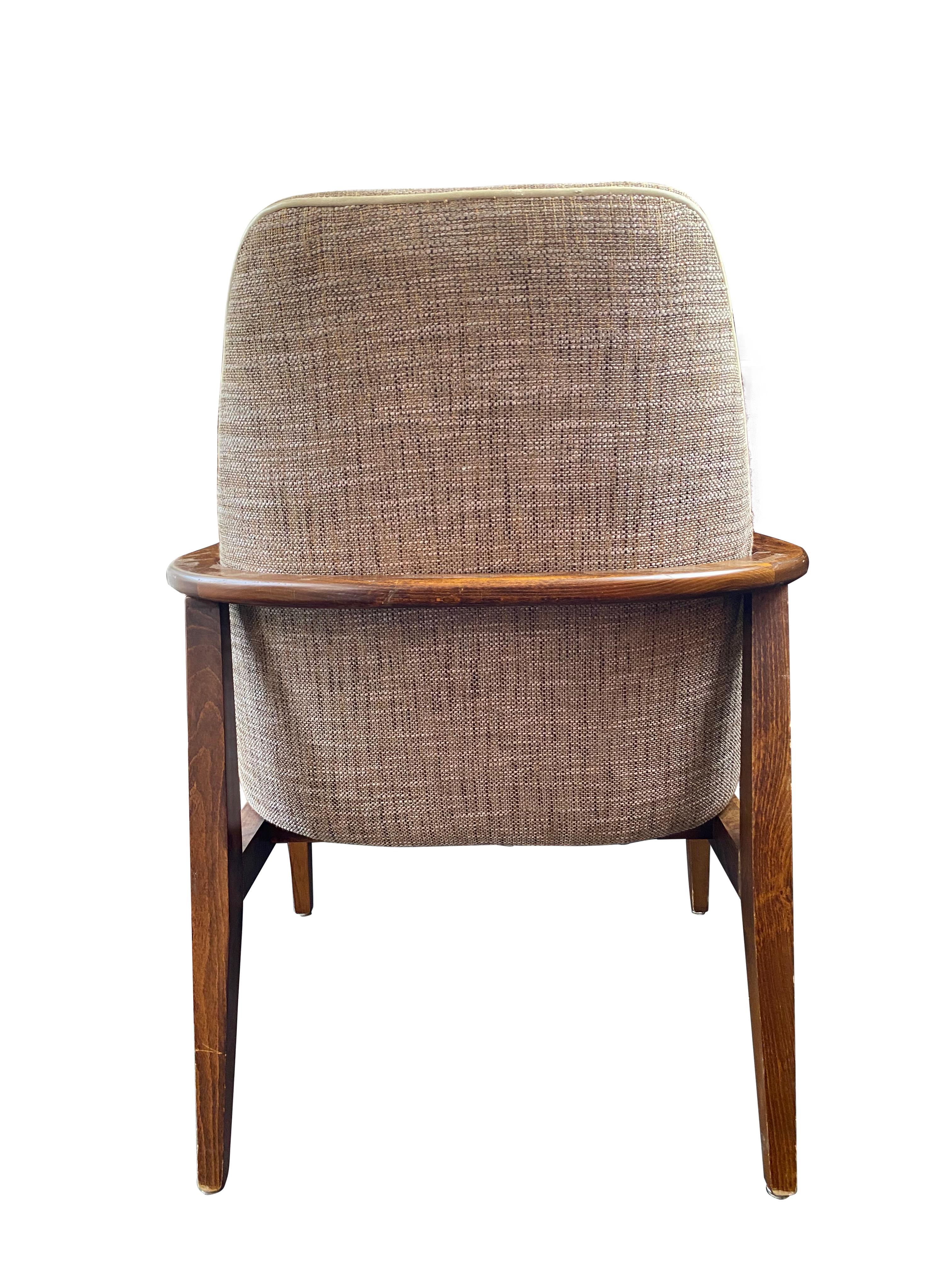 British English Walnut and Brass Armchair