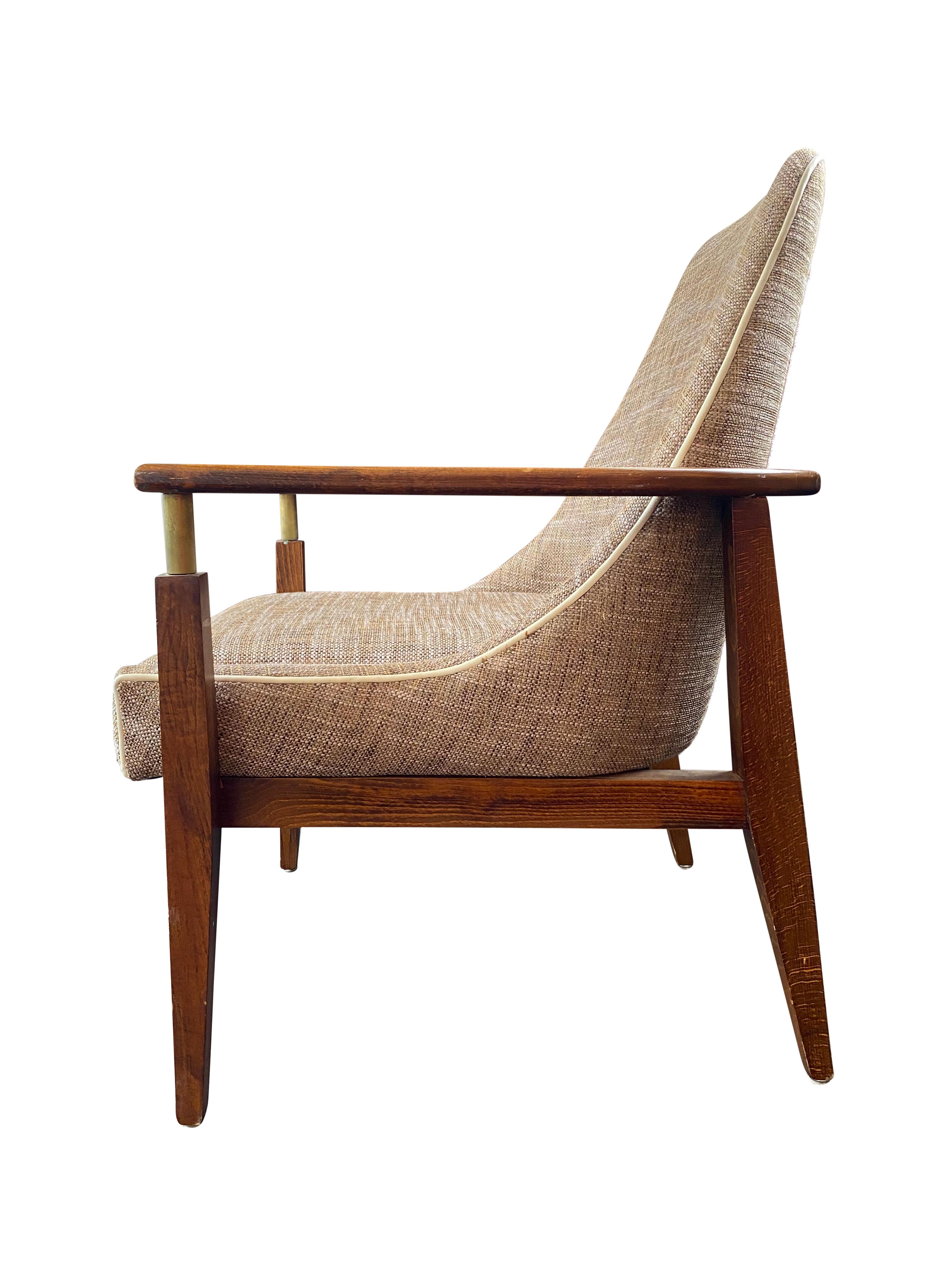 Woodwork English Walnut and Brass Armchair