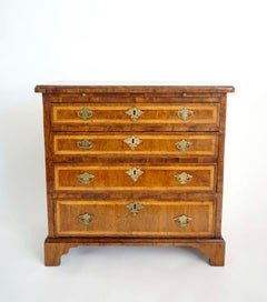 English Walnut and Satinwood Inlaid Petite Chest or Bachelor's Chest, circa 1730