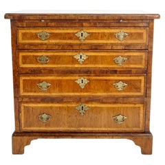 English Walnut and Satinwood Inlaid Petite Chest or Bachelor's Chest, circa 1715