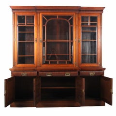 English Walnut Breakfront Bookcase