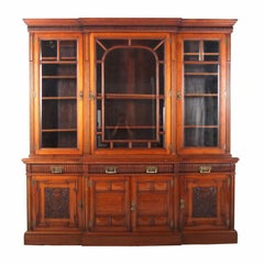 English Walnut Breakfront Bookcase