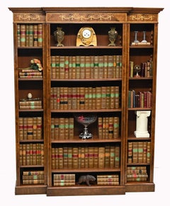 English Walnut Breakfront Bookcase Sheraton Regency Bespoke