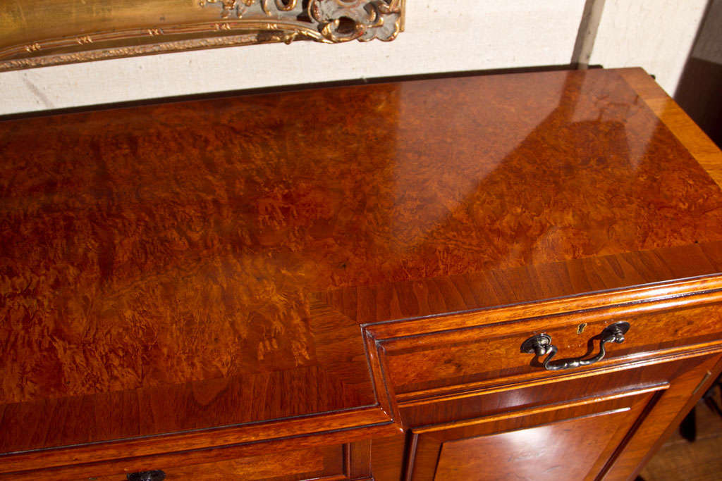 Veneer English Walnut Breakfront Server/Credenza For Sale