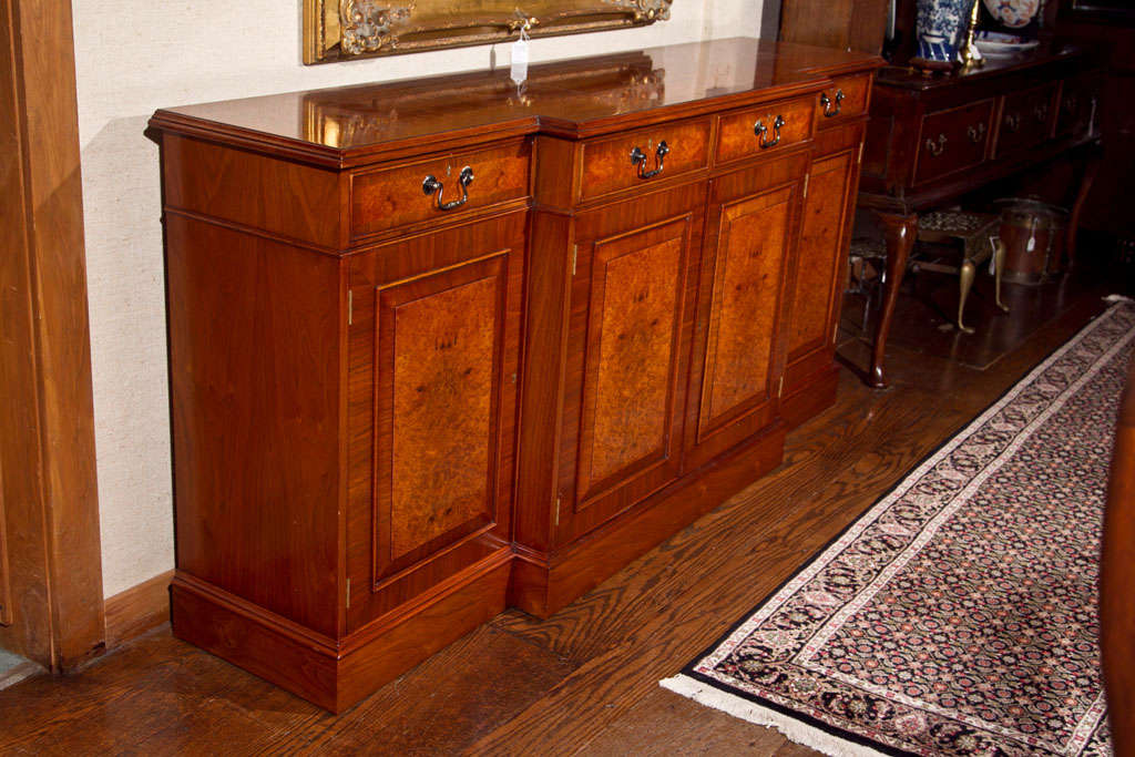 English Walnut Breakfront Server/Credenza For Sale 1