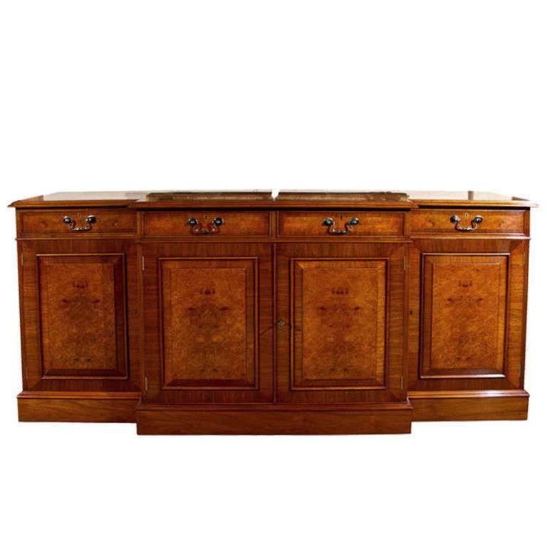 English Walnut Breakfront Server/Credenza For Sale