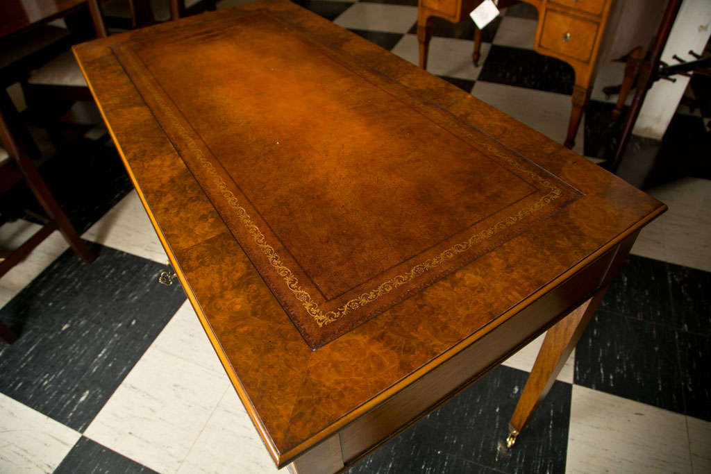 Georgian English Walnut Burl Two-Drawer Writing Table For Sale