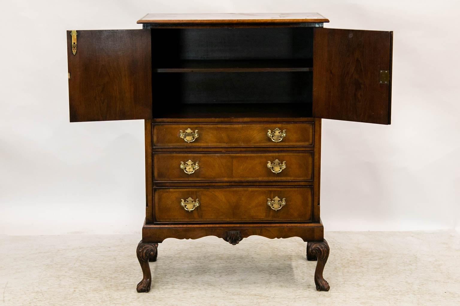 English Walnut Cabinet on Legs For Sale 2