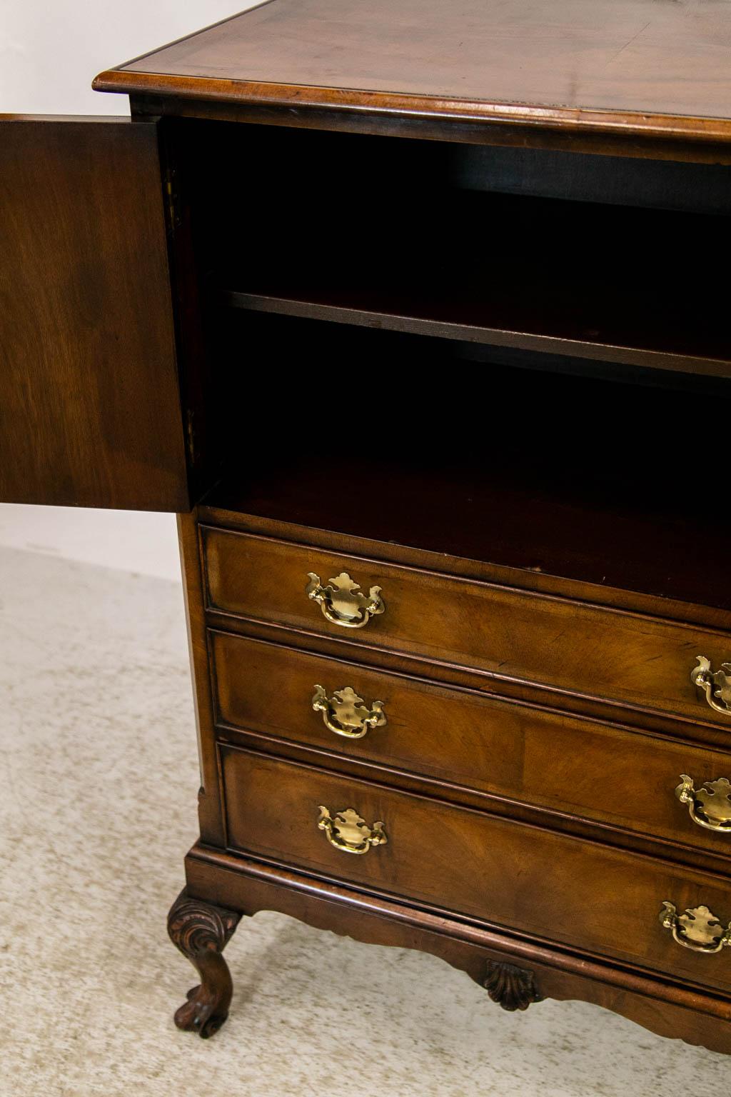 English Walnut Cabinet on Legs For Sale 3