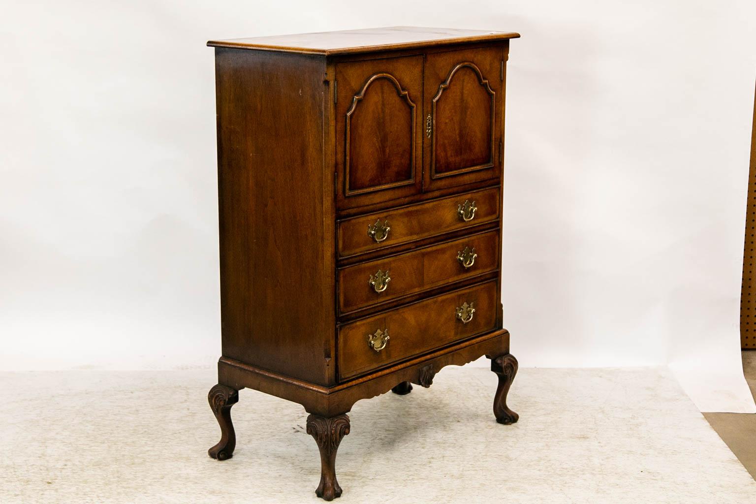 English Walnut Cabinet on Legs For Sale 4