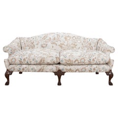 English Walnut Camel-Back Sofa