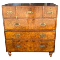 English walnut campaign chest with fitted desk late 19th century 