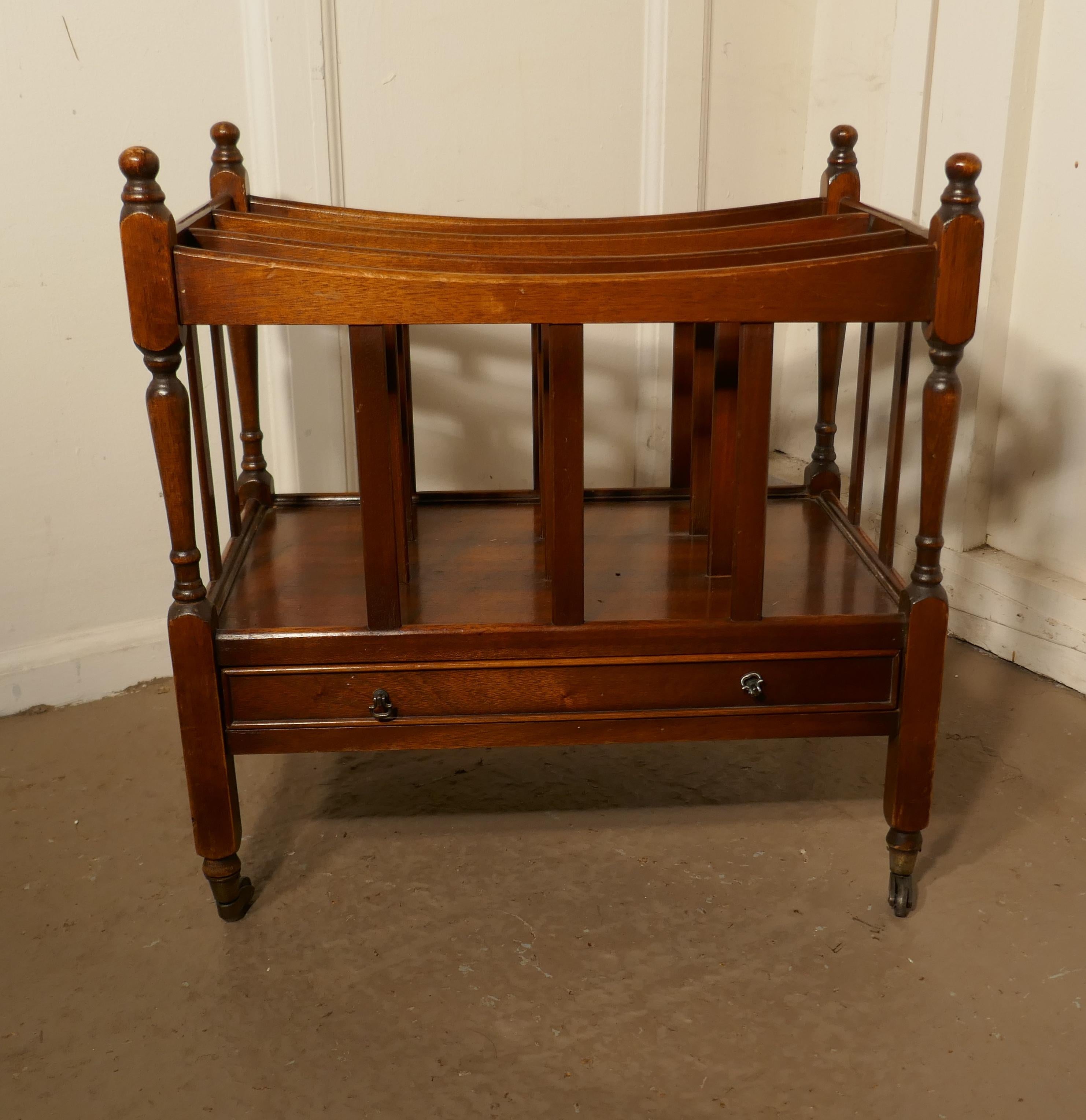 English Walnut Canterbury Magazine Stand In Good Condition For Sale In Chillerton, Isle of Wight