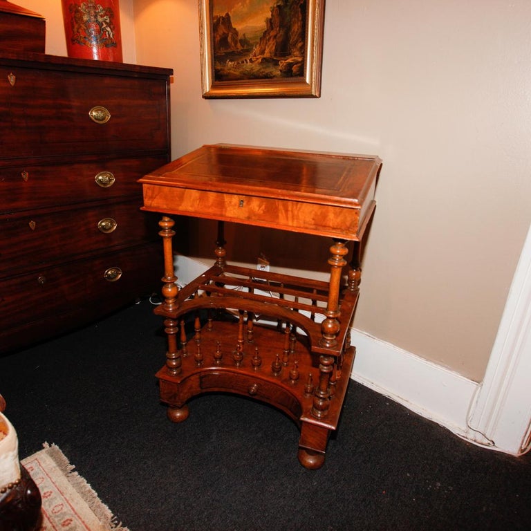 English Walnut Captain's Desk with Leather Topped Writing Surface, 19th