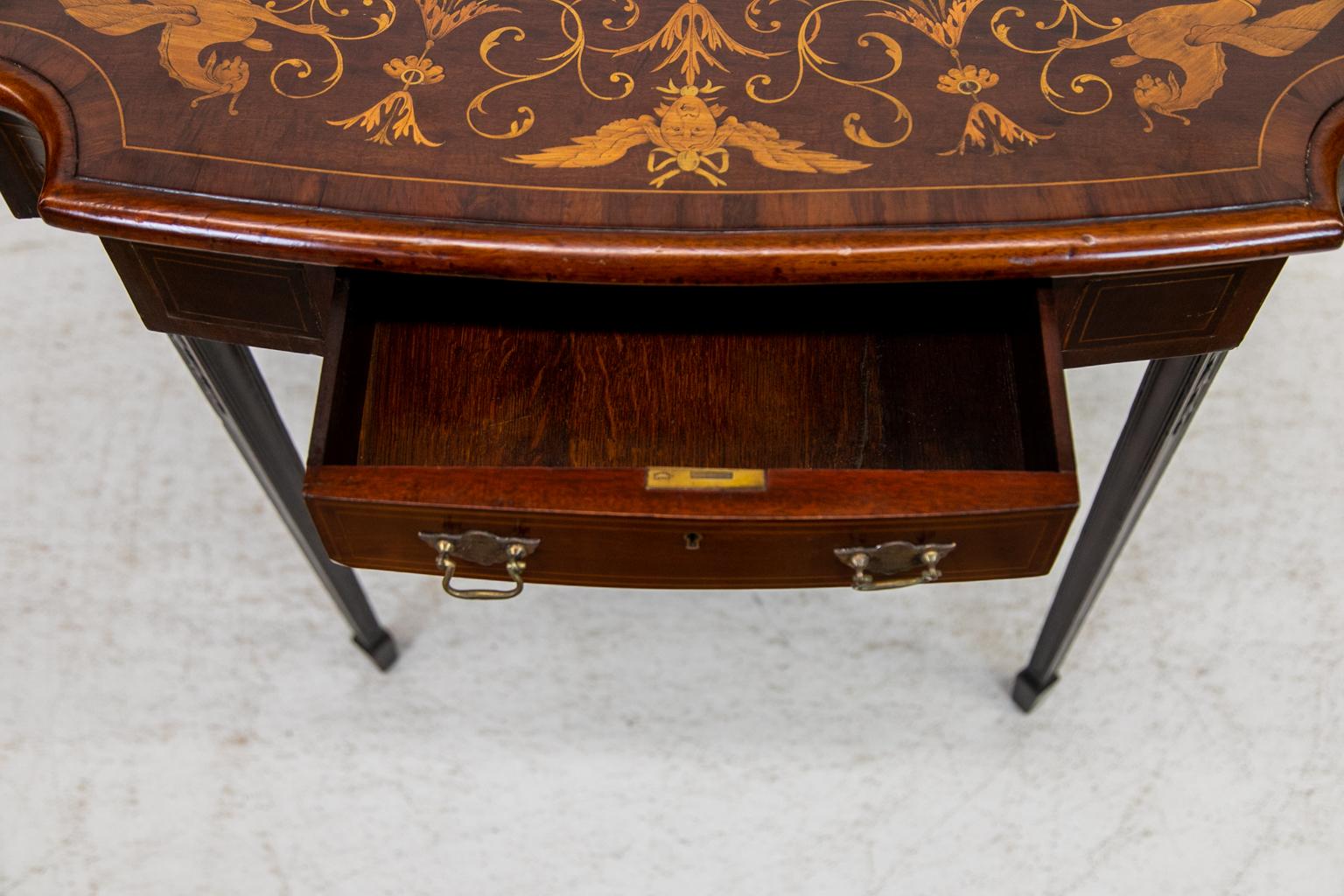 Brass English Walnut Center Table For Sale