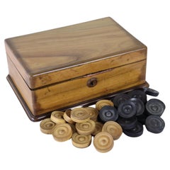 Antique English Walnut Checkers Box