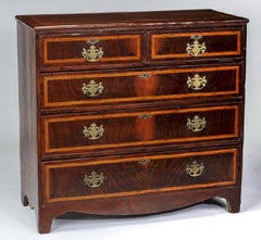 English Walnut Chest of Drawers with Satinwood Banding