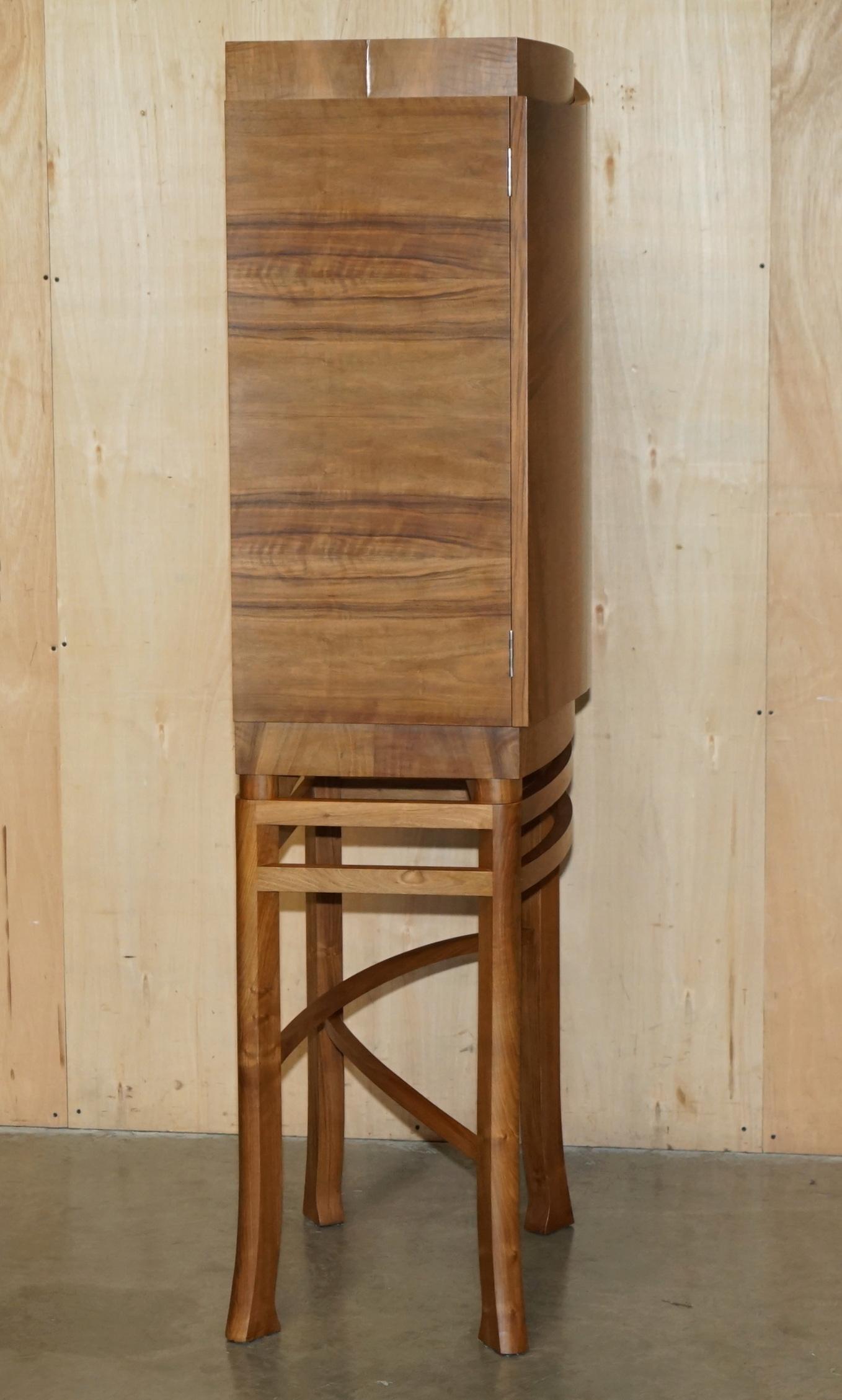 ENGLISH WALNUT DEREK ELLIOTT GLASS SHELVED DISPLAY OR DRINKS CABiNET For Sale 4